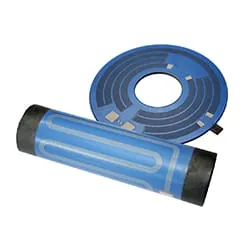 Blue thick film heating elements printed on a tube and on a flat ring